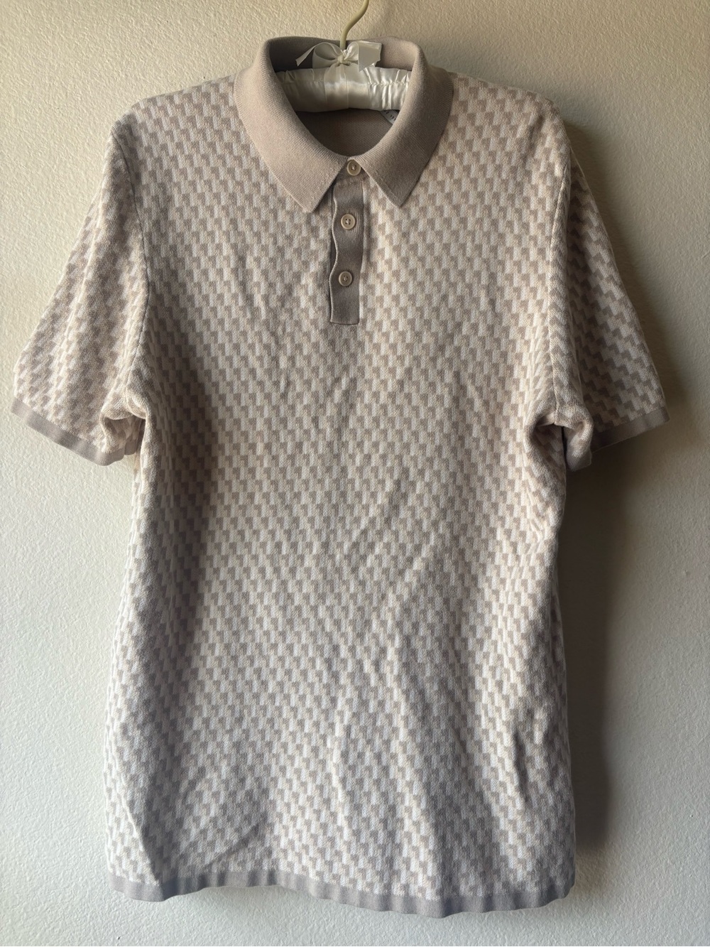 Perry Ellis Men's Beige Short-Sleeve Knit Polo Shirt